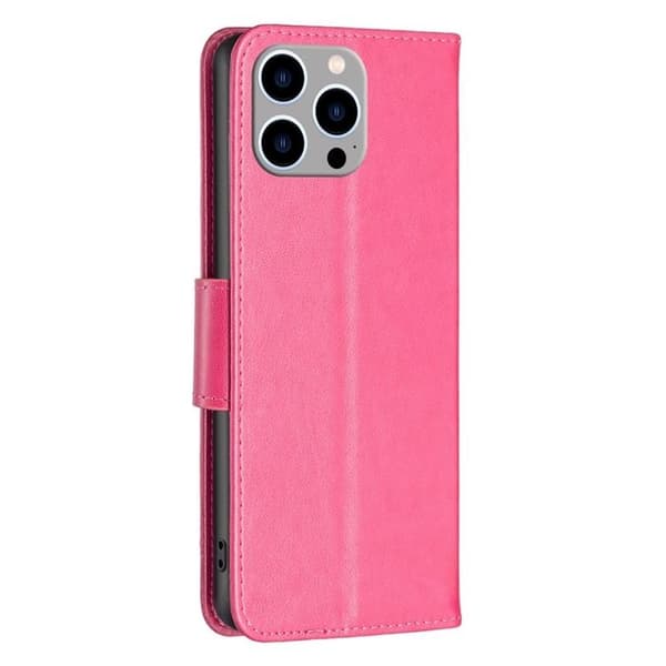 iPhone 14 Pro Max Plånboksfodral Butterflies Imprinted - Magenta