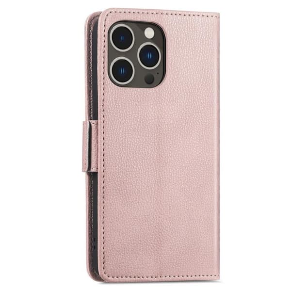 iPhone 14 Pro Max Plånboksfodral Flower Decor Magnetic - Rosa Guld