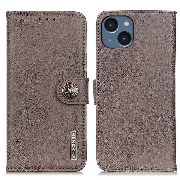 KHAZNEH iPhone 14 Plånboksfodral Retro - Grå