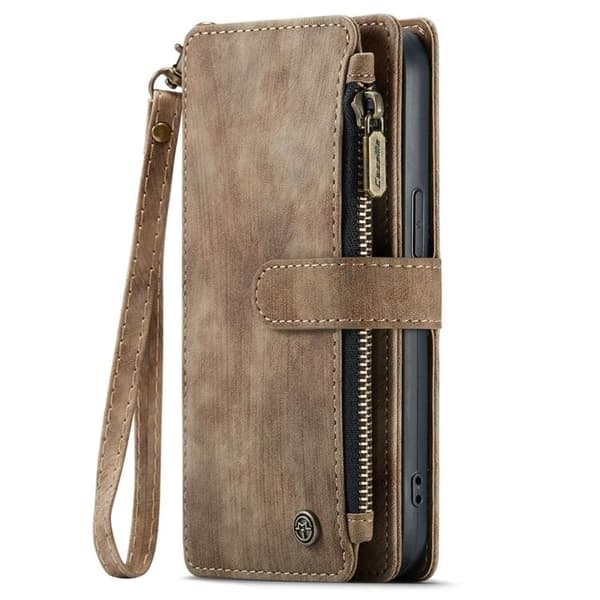CASEME iPhone 14 Pro Max Plånboksfodral C30 Zipper - Brun