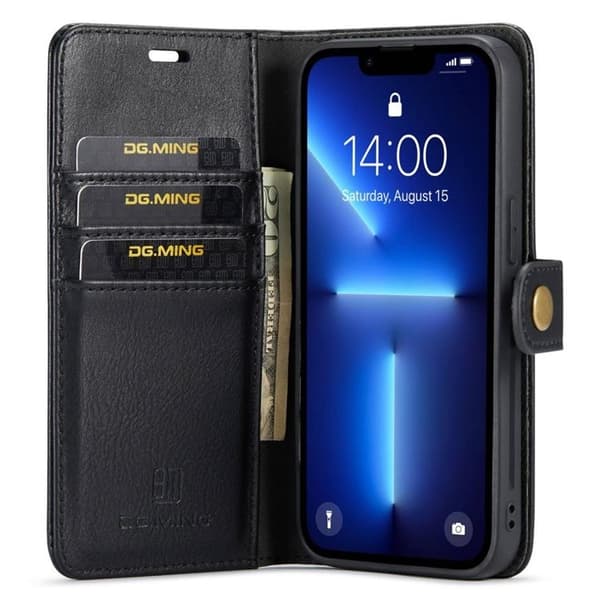 DG.MING iPhone 14 Pro Max Plånboksfodral Split Detachable Flip - Svart