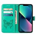 Miniatyrbild 4 av 7: iPhone 14 Pro Plånboksfodral Butterfly Flower Imprinted - Grön