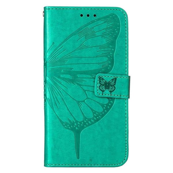 iPhone 14 Pro Plånboksfodral Butterfly Flower Imprinted - Grön