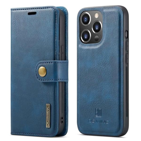 DG.MING iPhone 14 Pro Plånboksfodral Split Detachable Flip - Blå