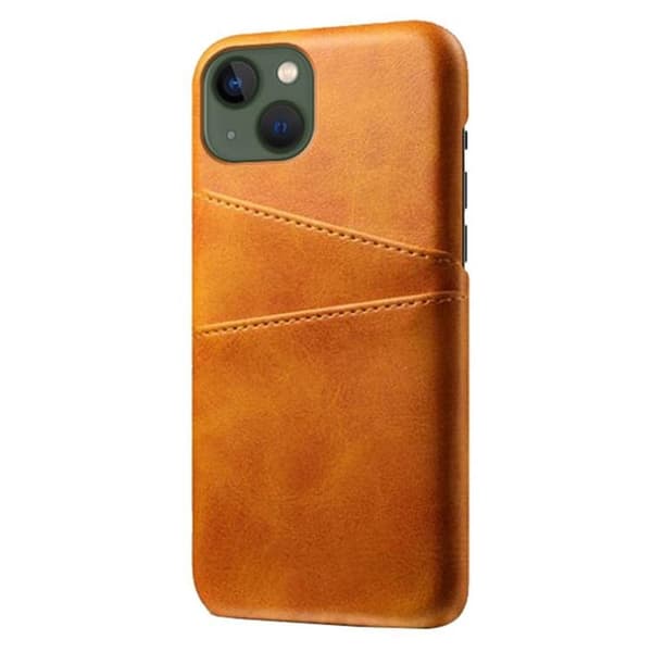 iPhone 14 Plus Skal Korthållare PU Läder - Orange