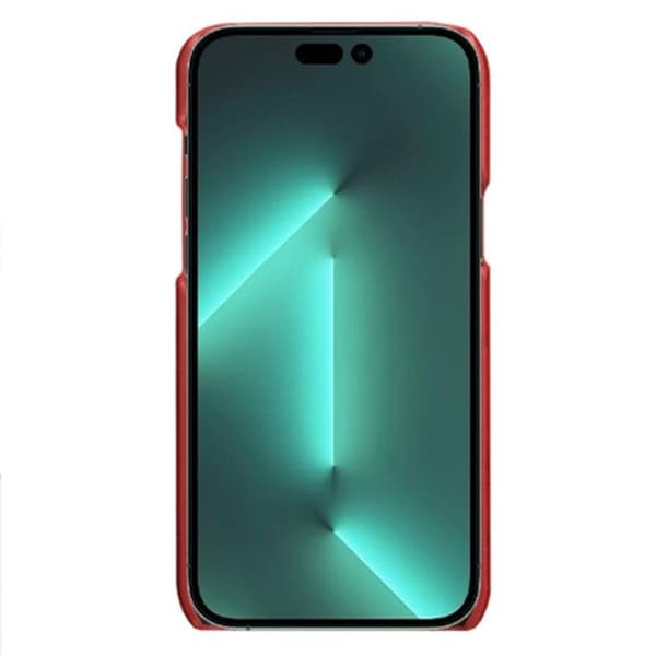 iPhone 14 Pro Max Skal Korthållare PU Läder - Röd