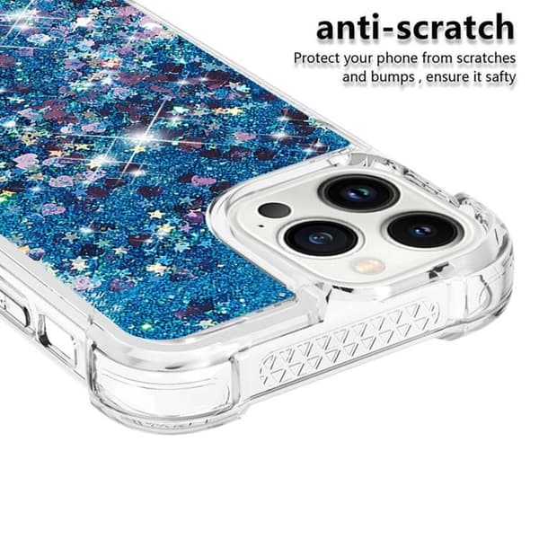 iPhone 14 Pro Skal Liquid Floating Glitter - Blå