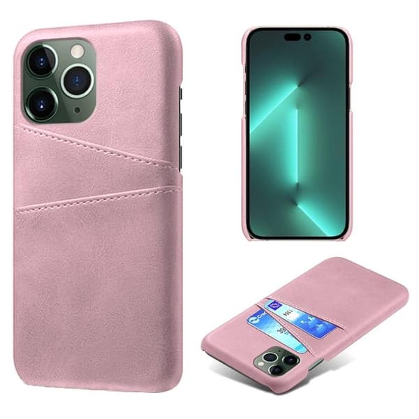 iPhone 14 Pro Skal Korthållare PU Läder - Rosa Guld