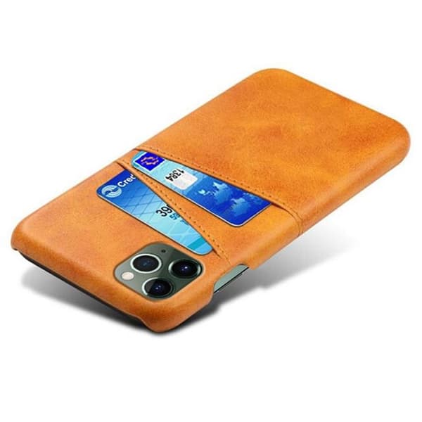 iPhone 14 Pro Skal Korthållare PU Läder - Orange