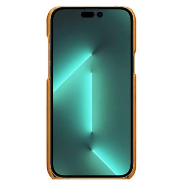 iPhone 14 Pro Skal Korthållare PU Läder - Orange
