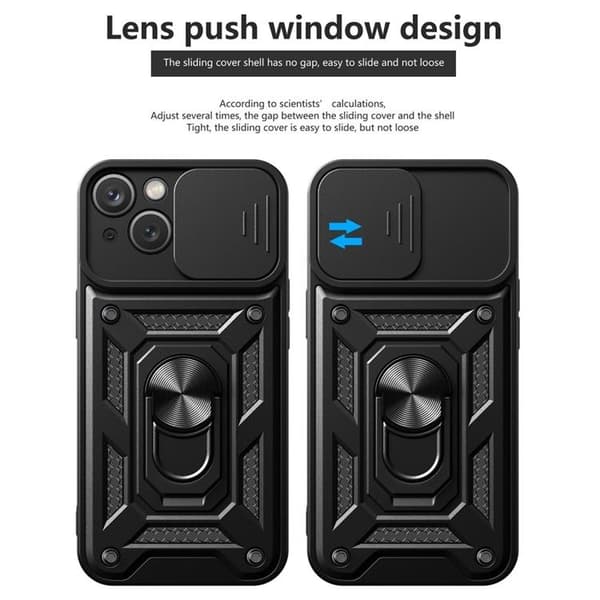 iPhone 14 Plus Skal Kameraskydd Kickstand - Svart