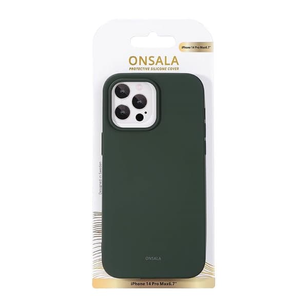 ONSALA iPhone 14 Pro Max Skal Silikon Chalk - Olivgrön