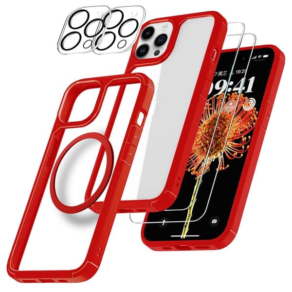 [6in1] BOOM iPhone 14 Pro Skal - Kameralinsskydd - Härdat Glas - MagSafe Ring