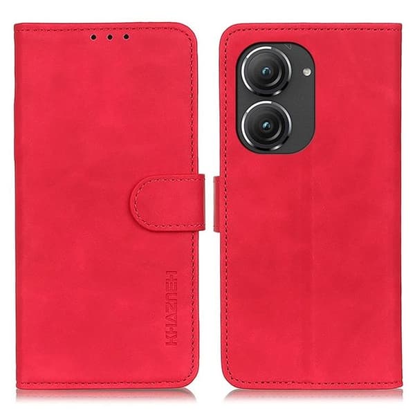 KHAZNEH Asus Zenfone 9 Plånboksfodral Retro Flip - Röd
