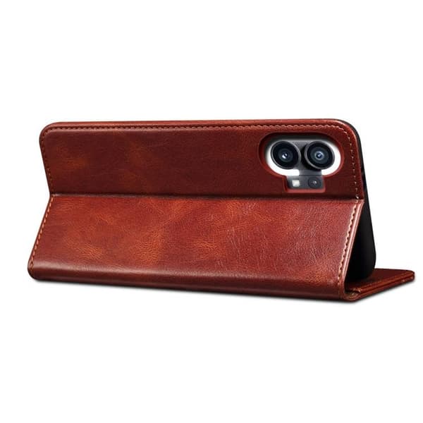 Nothing Phone 1 Plånboksfodral Crazy Horse Flip - Brun