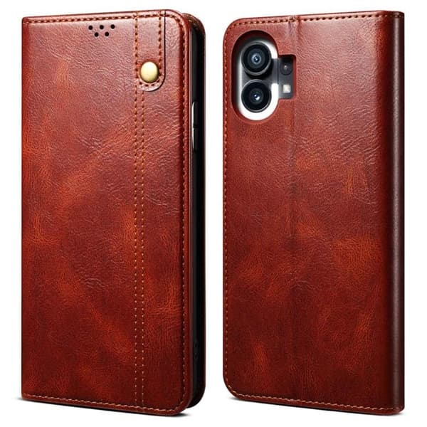Nothing Phone 1 Plånboksfodral Crazy Horse Flip - Brun