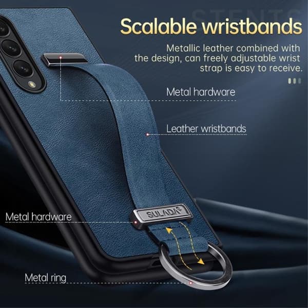SULADA Galaxy Z Fold 4 Skal Kickstand med Wristband - Orange