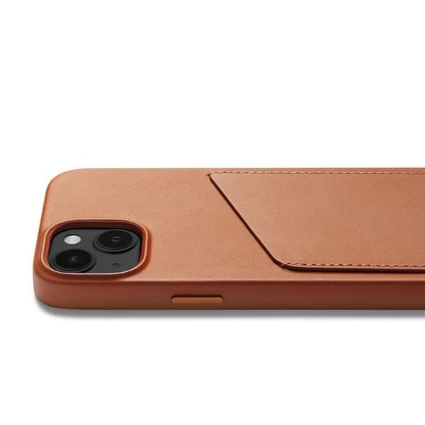 Mujjo iPhone 14 Skal Korthållare Full Läder - Tan