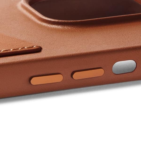 Mujjo iPhone 14 Skal Korthållare Full Läder - Tan