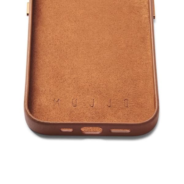 Mujjo iPhone 14 Skal Korthållare Full Läder - Tan