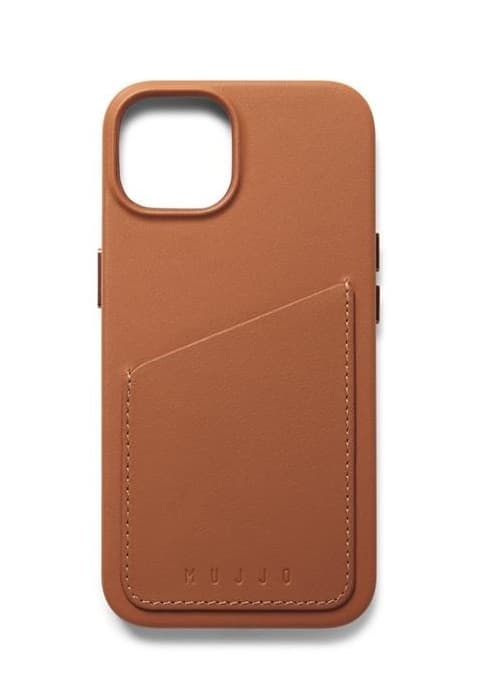 Mujjo iPhone 14 Skal Korthållare Full Läder - Tan