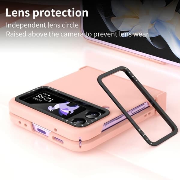 Galaxy Z Flip 4 Skal Lens Hinge Folding - Rosa