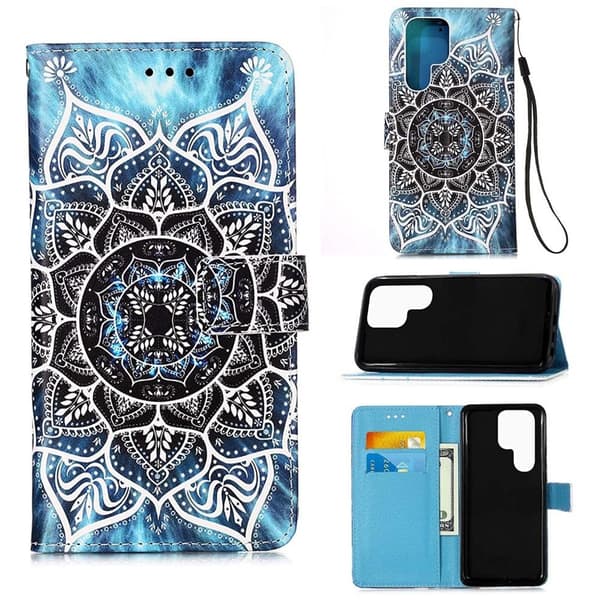 Plånboksfodral Samsung Galaxy S22 Ultra - Blå Mandala