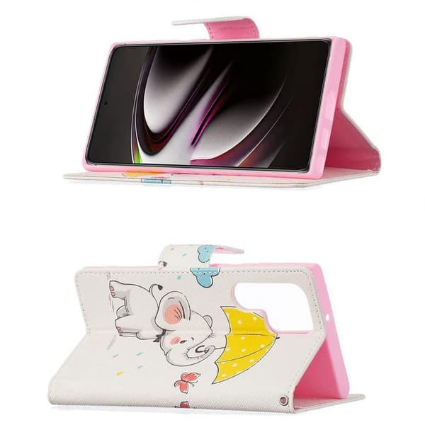 Plånboksfodral Samsung Galaxy S22 Ultra - Elefant med Paraply