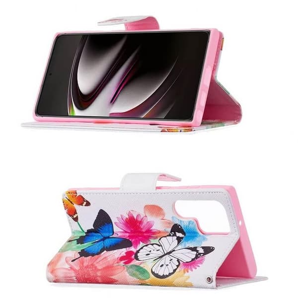 Lompakkokotelo Samsung Galaxy S22 Ultra - Värikkäitä Perhosia