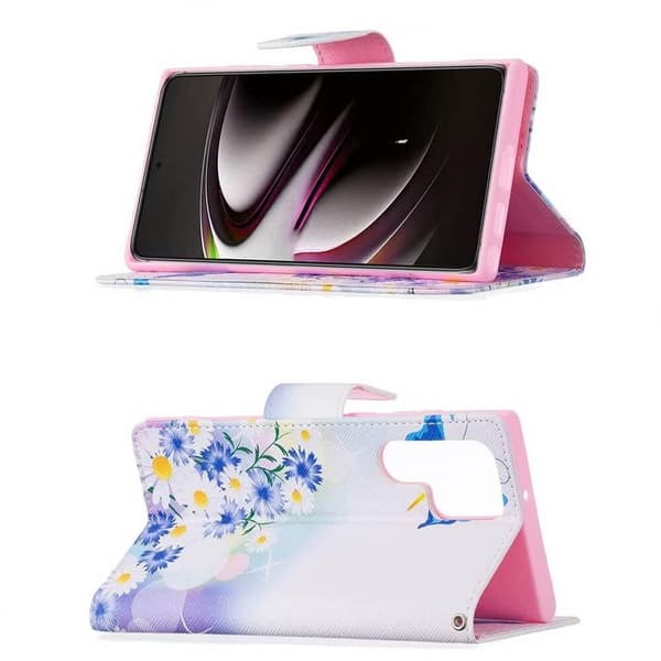 Plånboksfodral Samsung Galaxy S22 Ultra - Fjärilar och Blommor