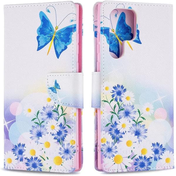 Plånboksfodral Samsung Galaxy S22 Ultra - Fjärilar och Blommor