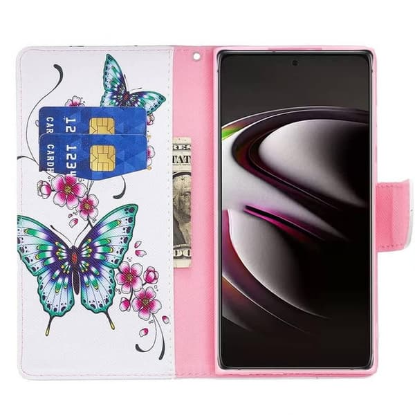 Plånboksfodral Samsung Galaxy S22 Ultra - Fjärilar och Blommor