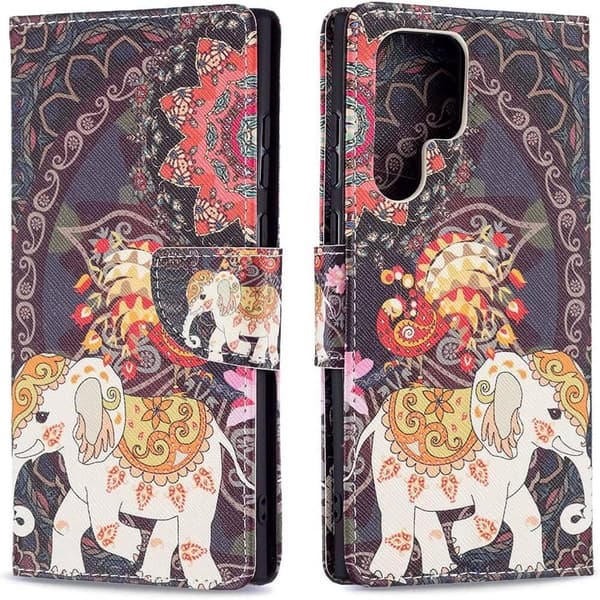 Plånboksfodral Samsung Galaxy S22 Ultra - Indiskt / Elefant