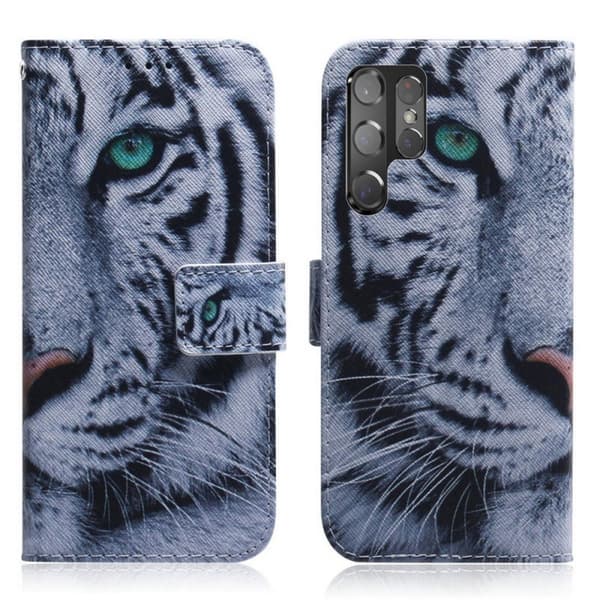 Plånboksfodral Samsung Galaxy S22 Ultra - Vit Tiger