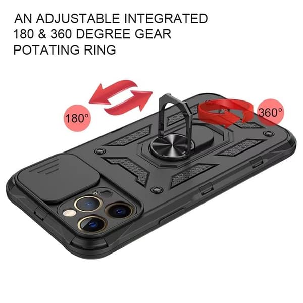 iPhone 14 Plus Skal Kameraskydd Kickstand - Svart