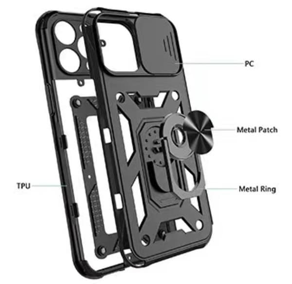 iPhone 14 Plus Skal Kameraskydd Kickstand - Svart