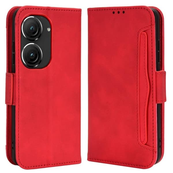 Asus Zenfone 9 Plånboksfodral PU Läder - Röd
