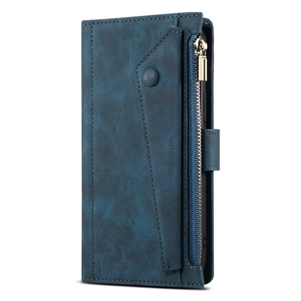 iPhone 14 Pro Max Plånboksfodral Flap Zipper Strap - Blå