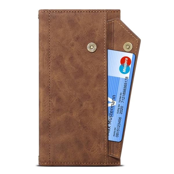 iPhone 14 Plånboksfodral Flap Zipper Strap - Brun