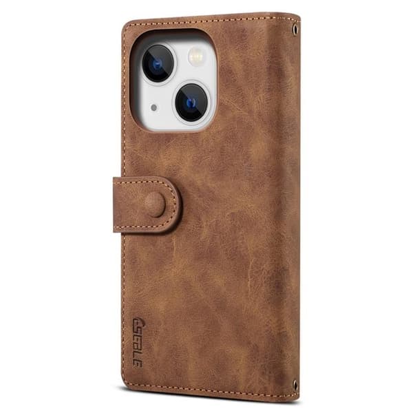 iPhone 14 Plånboksfodral Flap Zipper Strap - Brun