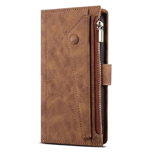 iPhone 14 Plånboksfodral Flap Zipper Strap - Brun