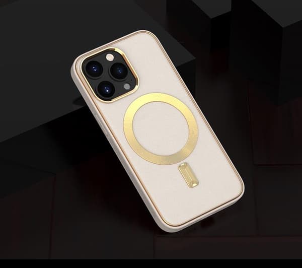 BOOM iPhone 14 Pro Magsafe Läderskal - Beige