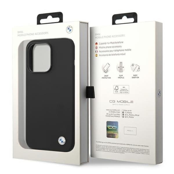 BMW iPhone 14 Pro Max Skal Silicone Metal Logo - Svart