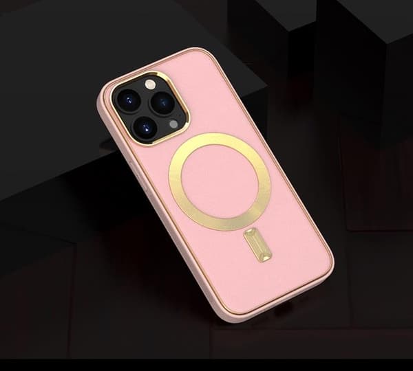 BOOM iPhone 14 Magsafe Läderskal - Rosa