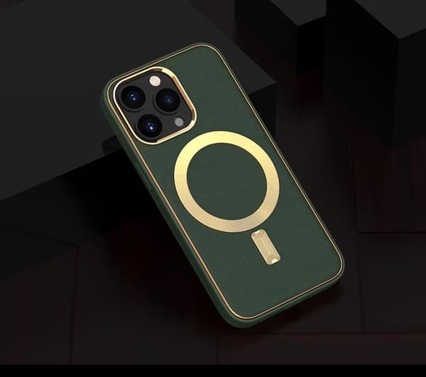 BOOM iPhone 14 Plus Magsafe Läderskal - Grön