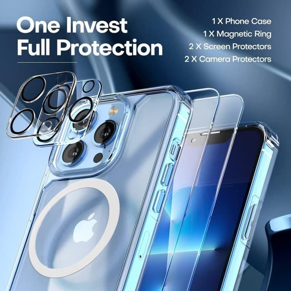 [6in1] Boom iPhone 13 Pro Max Skal, Kameralinsskydd, Härdat Glas, MagSafe Ring