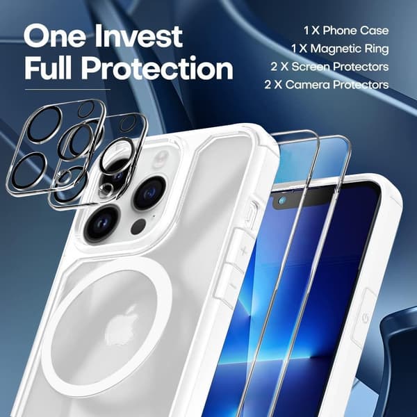 [6in1] Boom iPhone 13 Pro Max Skal, Kameralinsskydd, Härdat Glas, MagSafe Ring