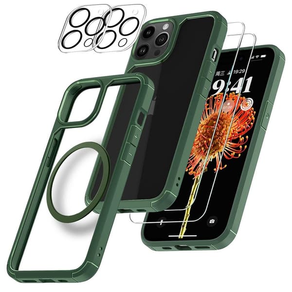 [6in1] Boom iPhone 13 Pro Max Skal, Kameralinsskydd, Härdat Glas, MagSafe Ring