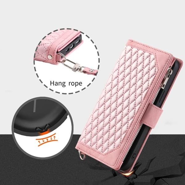 iPhone 14 Pro Max Plånboksfodral Rhombus - Rosa