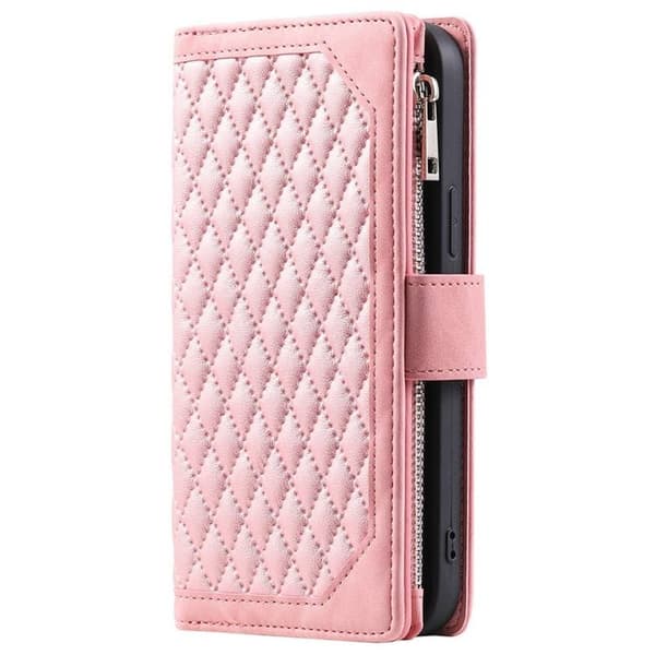 iPhone 14 Pro Max Plånboksfodral Rhombus - Rosa